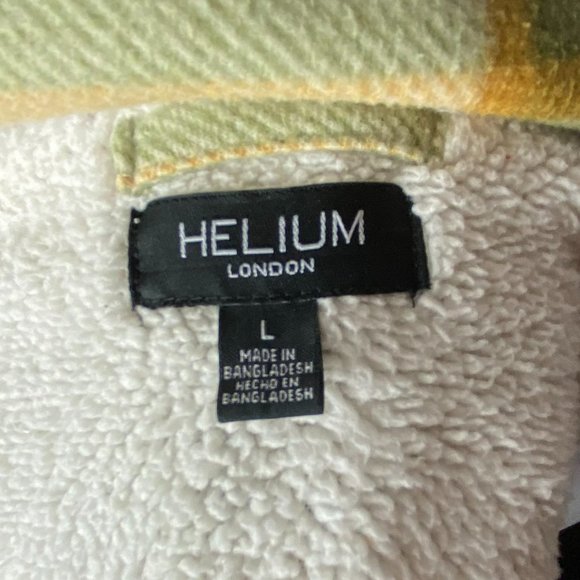 HELIUM London Olive Plaid Fleece Flannel Jacket Shacket Size Large - Picture 6 of 6